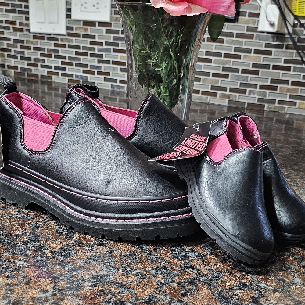 Black and Pink Slip-On Shoes